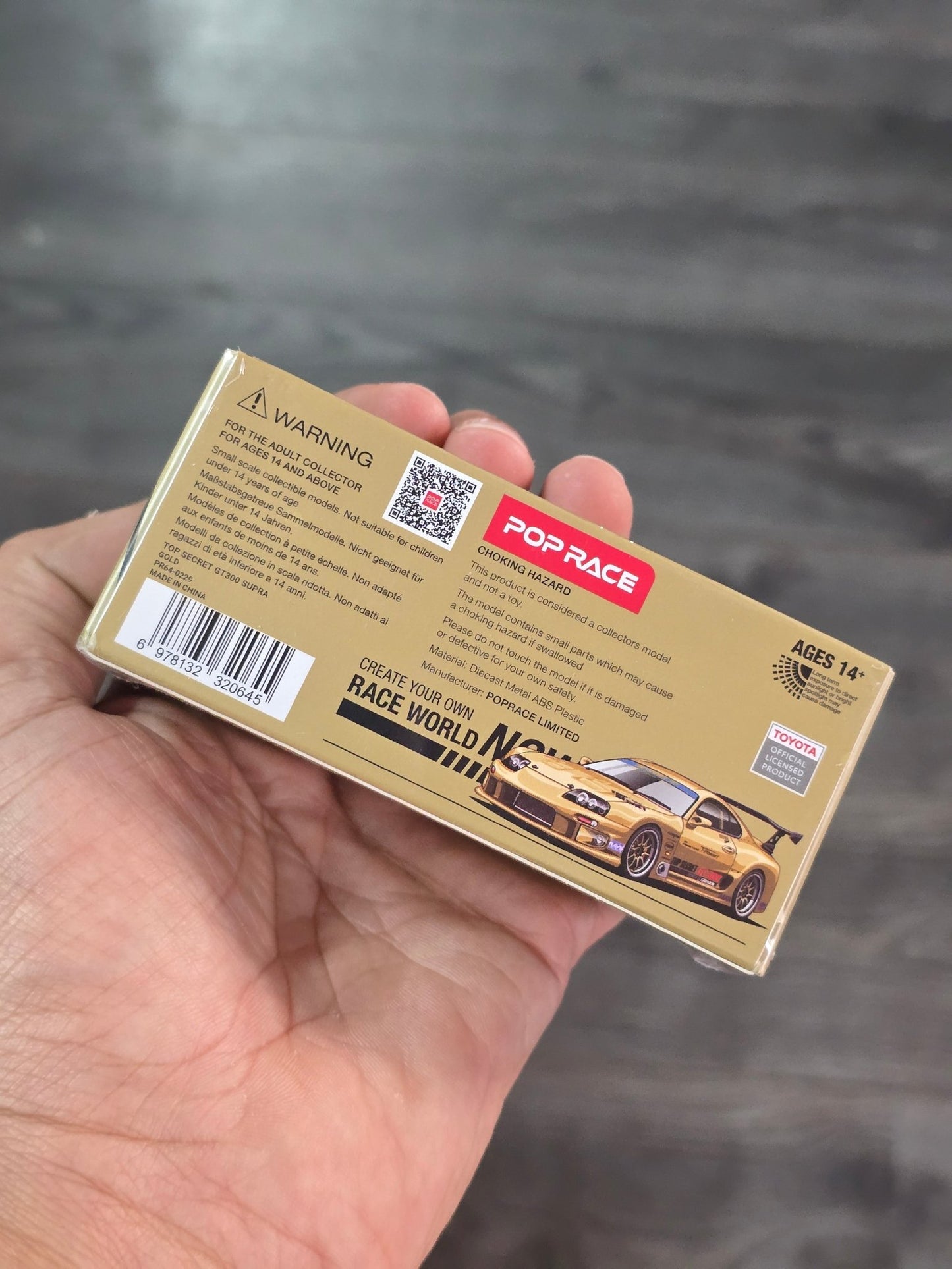 Pop Race Toyota Supra Top Secret GT300 (PR64 - 229) - Metallic Gold - Kinder Logs