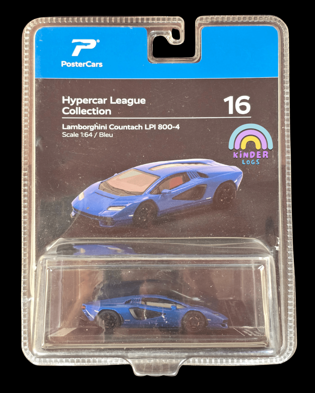 Poster Lamborghini Countach LPI 800 - 4 - Blue (Open Blister) - Kinder Logs