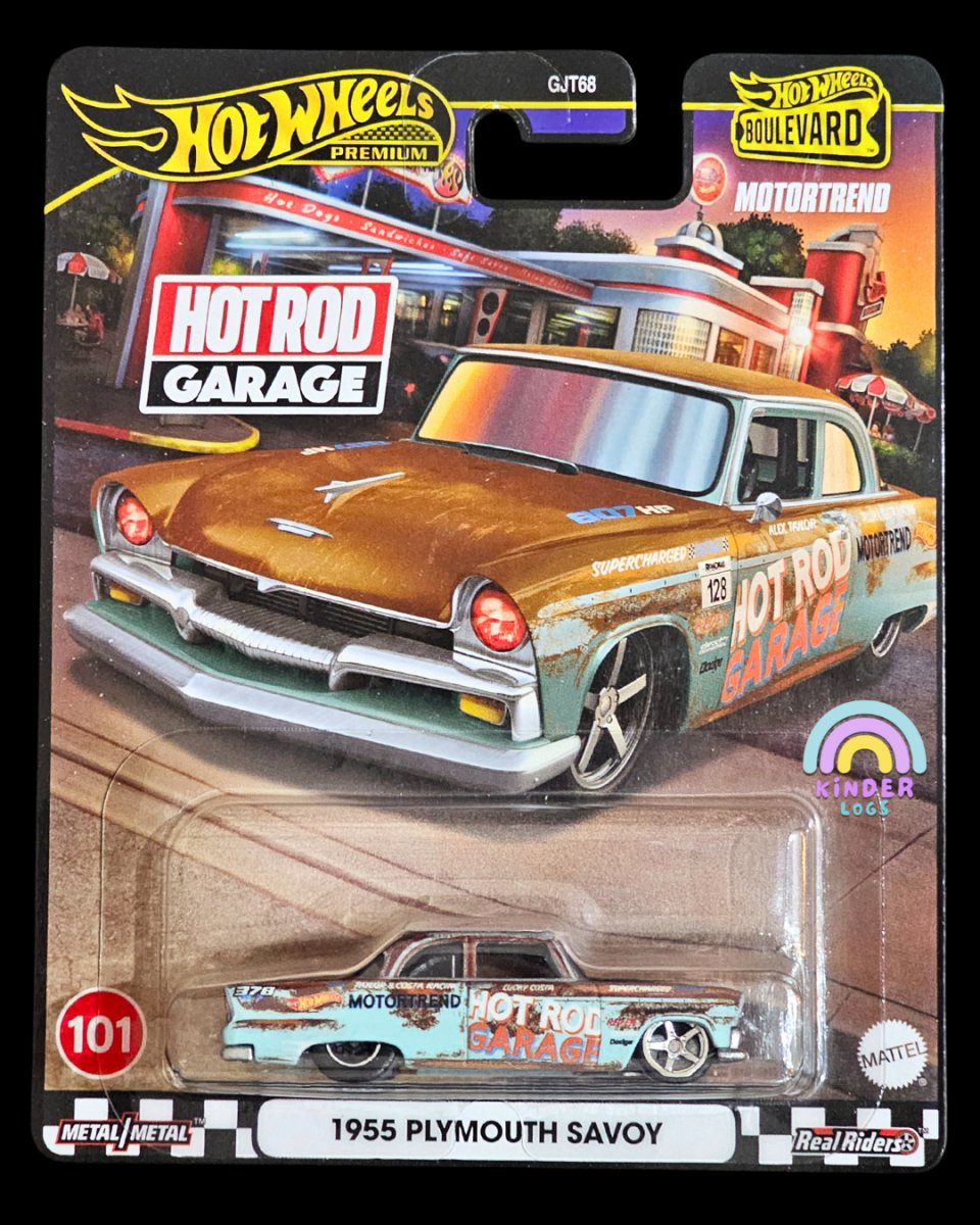 Premium Hot Wheels 1955 Plymouth Savoy (Hot Rod Garage) - Kinder Logs