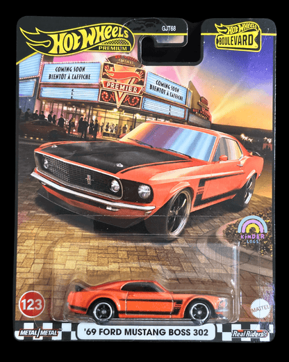 Premium Hot Wheels 1969 Ford Mustang Boss 302 - Boulevard 123 (Imported) - Kinder Logs