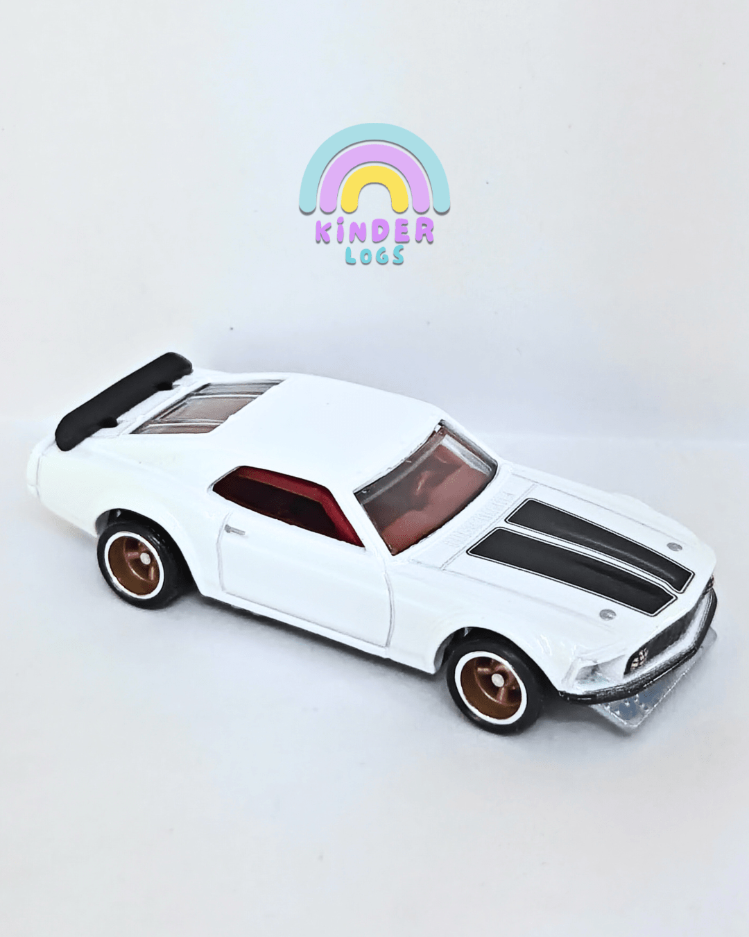 Premium Hot Wheels 1969 Ford Mustang Boss 302 - White (Uncarded - New) - Kinder Logs