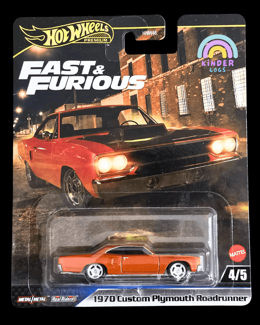 Premium Hot Wheels 1970 Custom Plymouth Roadrunner - F&F - Furious 7 - Kinder Logs