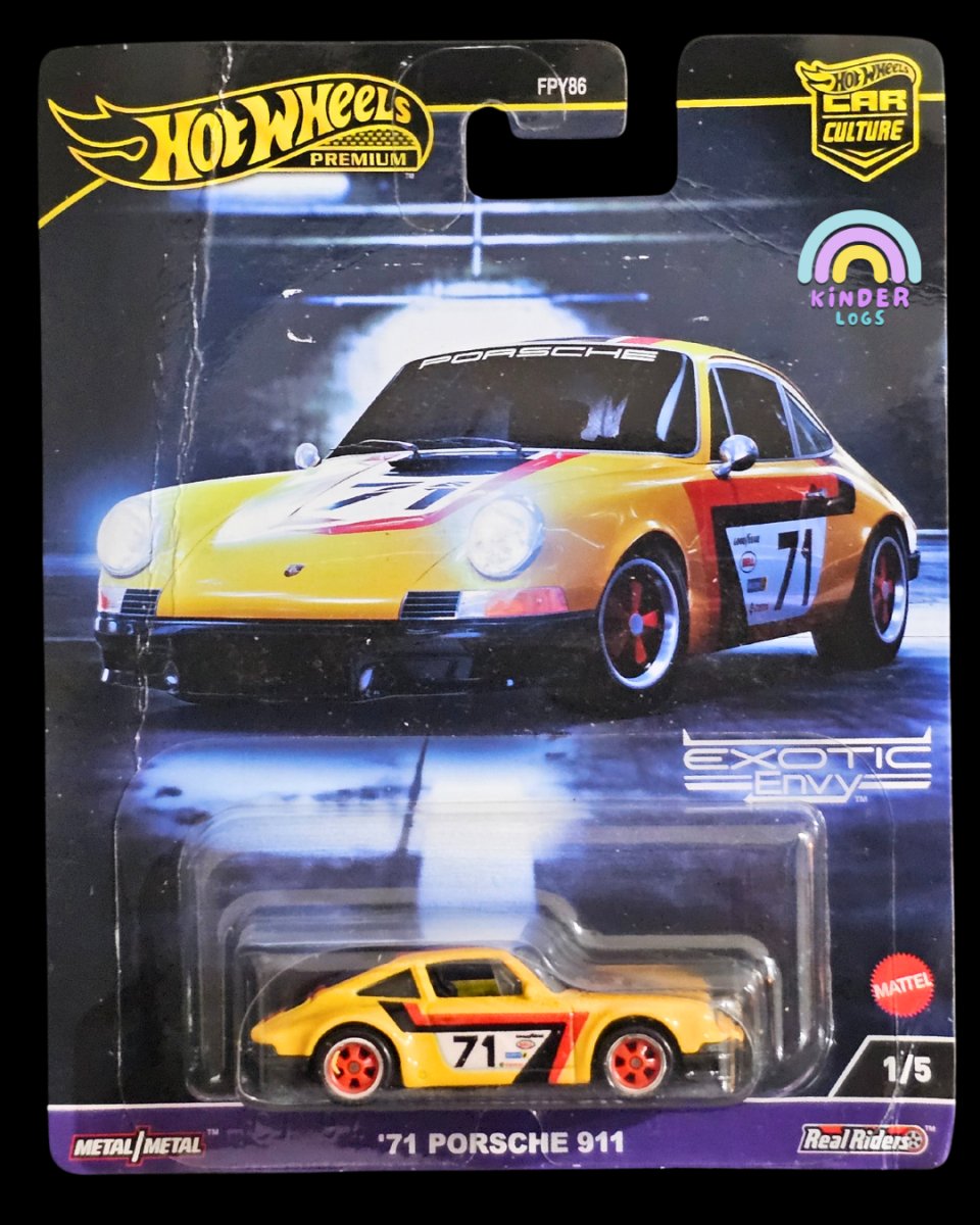 Premium Hot Wheels 1971 Porsche 911 - Exotic Envy (Creased Card) - Kinder Logs