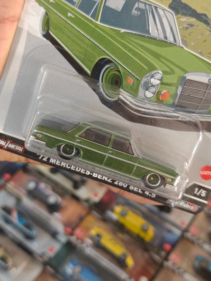 Premium Hot Wheels 1972 Mercedes - Benz 280 SEL 4.5 - Auto Strasse (Imported) - Kinder Logs