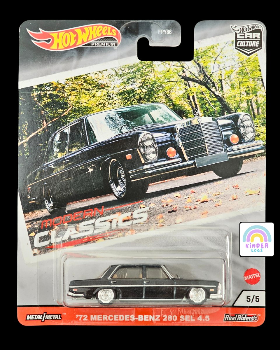 Premium Hot Wheels 1972 Mercedes - Benz 280 SEL 4.5 (Black) - Kinder Logs