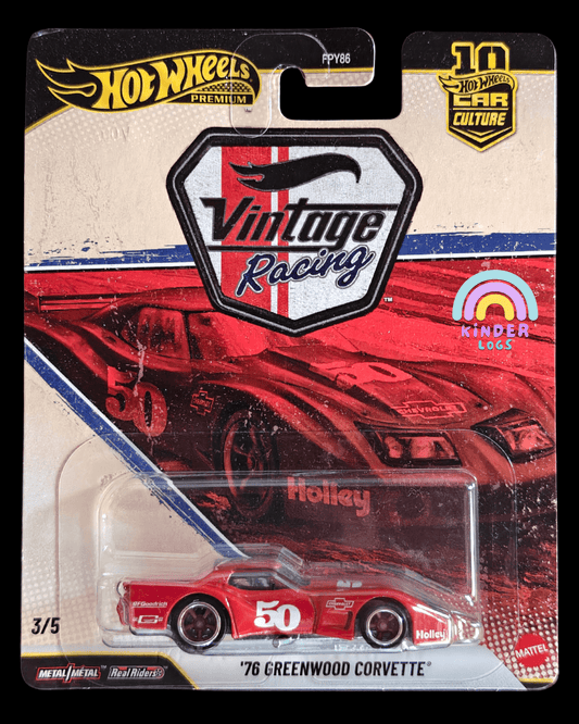 Premium Hot Wheels 1976 Greenwood Corvette - Vintage Racing (Imported) - Kinder Logs