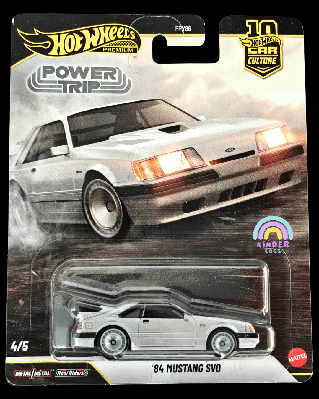 Premium Hot Wheels 1984 Ford Mustang SVO - Power Trip (Imported) - Kinder Logs