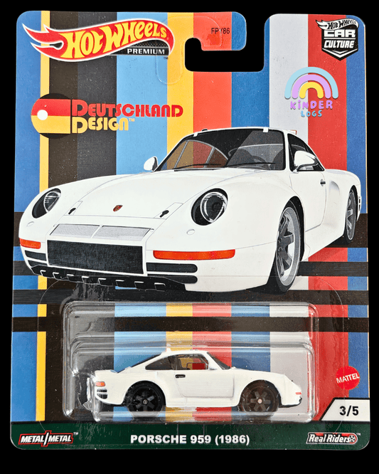 Premium Hot Wheels 1986 Porsche 959 - Deutschland Design (Cracked Blister) - Kinder Logs