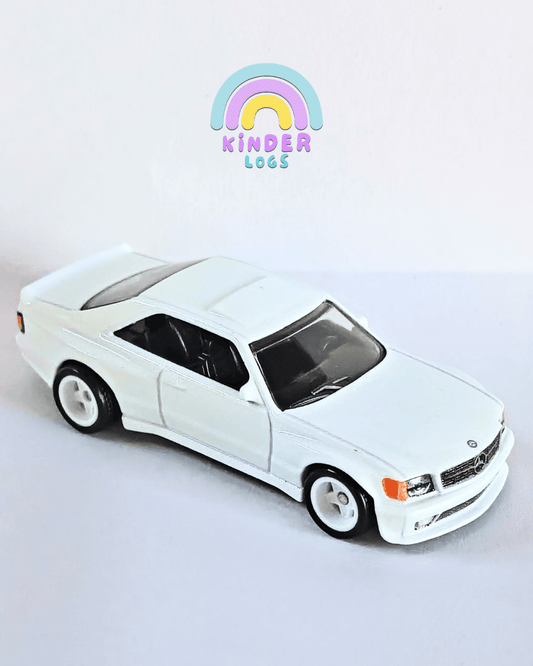 Premium Hot Wheels 1989 Mercedes-Benz 560 SEC AMG - White (Uncarded - New) - Kinder Logs