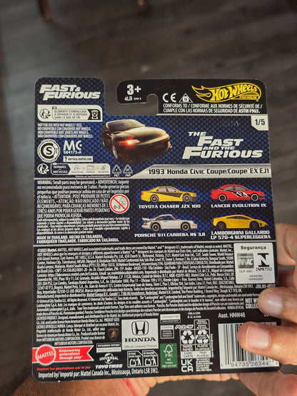Premium Hot Wheels 1993 Honda Civic Coupe EX EJ1 - Fast & Furious (Imported) - Kinder Logs