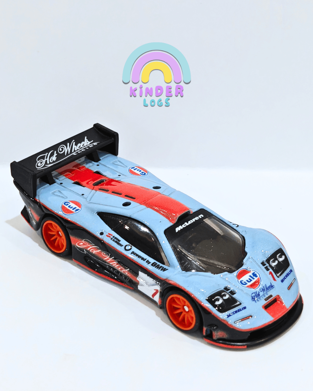 Premium Hot Wheels 1997 McLaren F1 GTR Gulf Edition (Uncarded - New) - Kinder Logs
