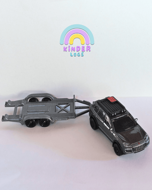 Premium Hot Wheels 2008 Porsche Cayenne With Rally Trailer (Uncarded - New) - Kinder Logs