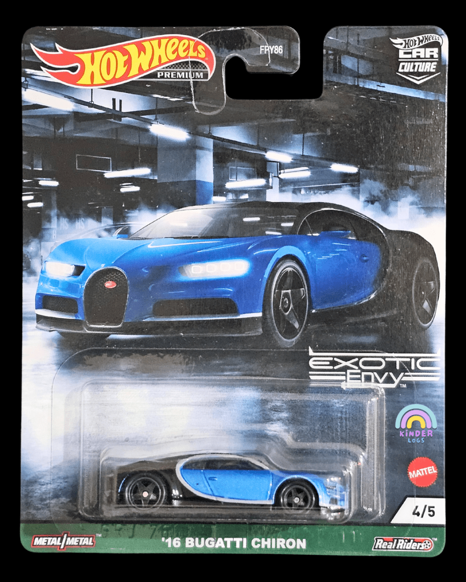 Premium Hot Wheels 2016 Bugatti Chiron - Exotic Envy - Kinder Logs