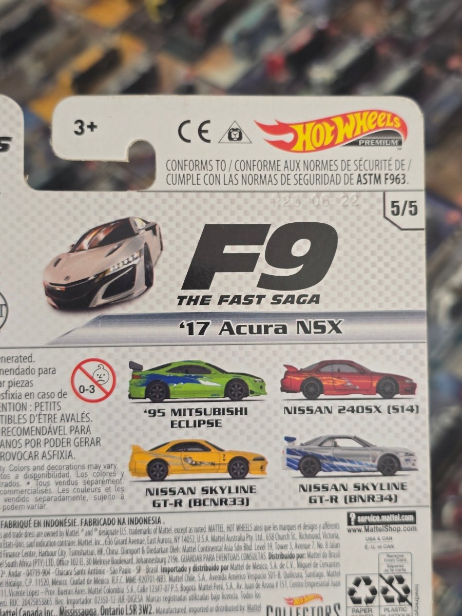 Premium Hot Wheels 2017 Acura NSX - Fast And Furious (Imported) - Kinder Logs