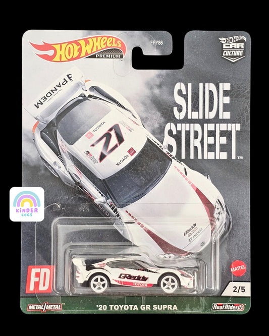 Premium Hot Wheels 2020 Toyota GR Supra - Slide Street - Kinder Logs