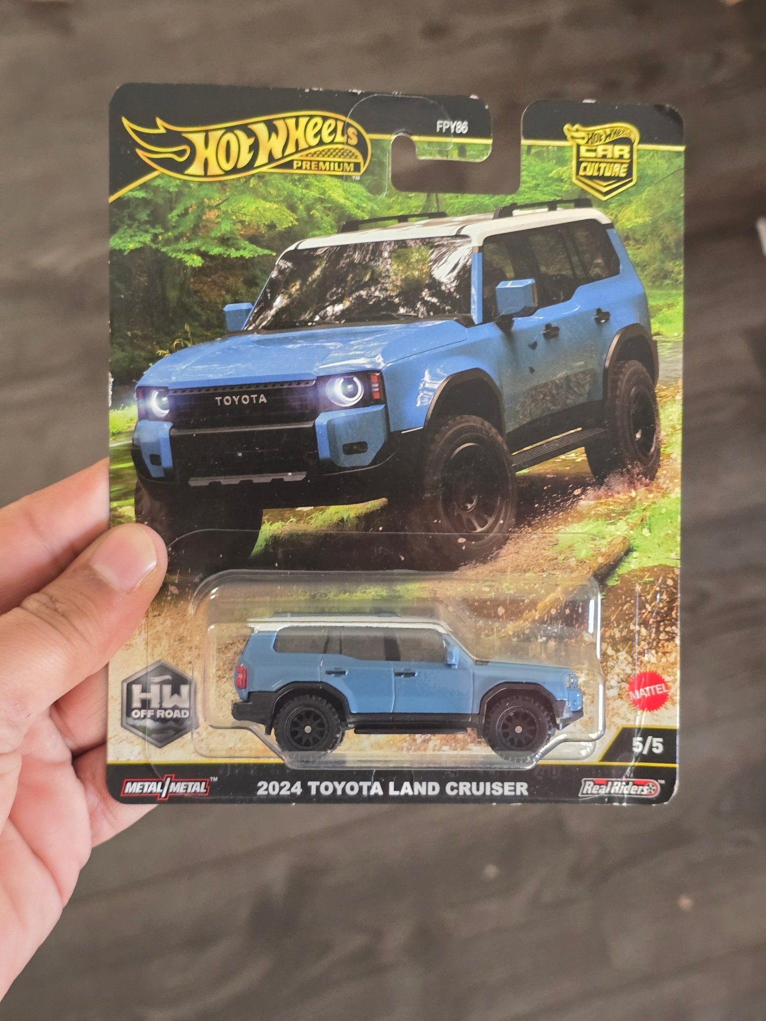 Premium Hot Wheels 2024 Toyota Land Cruiser - Blue (Creased Card) - Kinder Logs