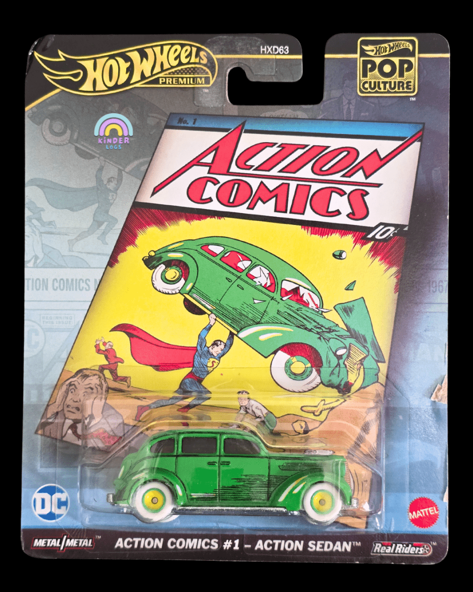 Premium Hot Wheels Action Comics #1 - Action Sedan (Imported) - Kinder Logs