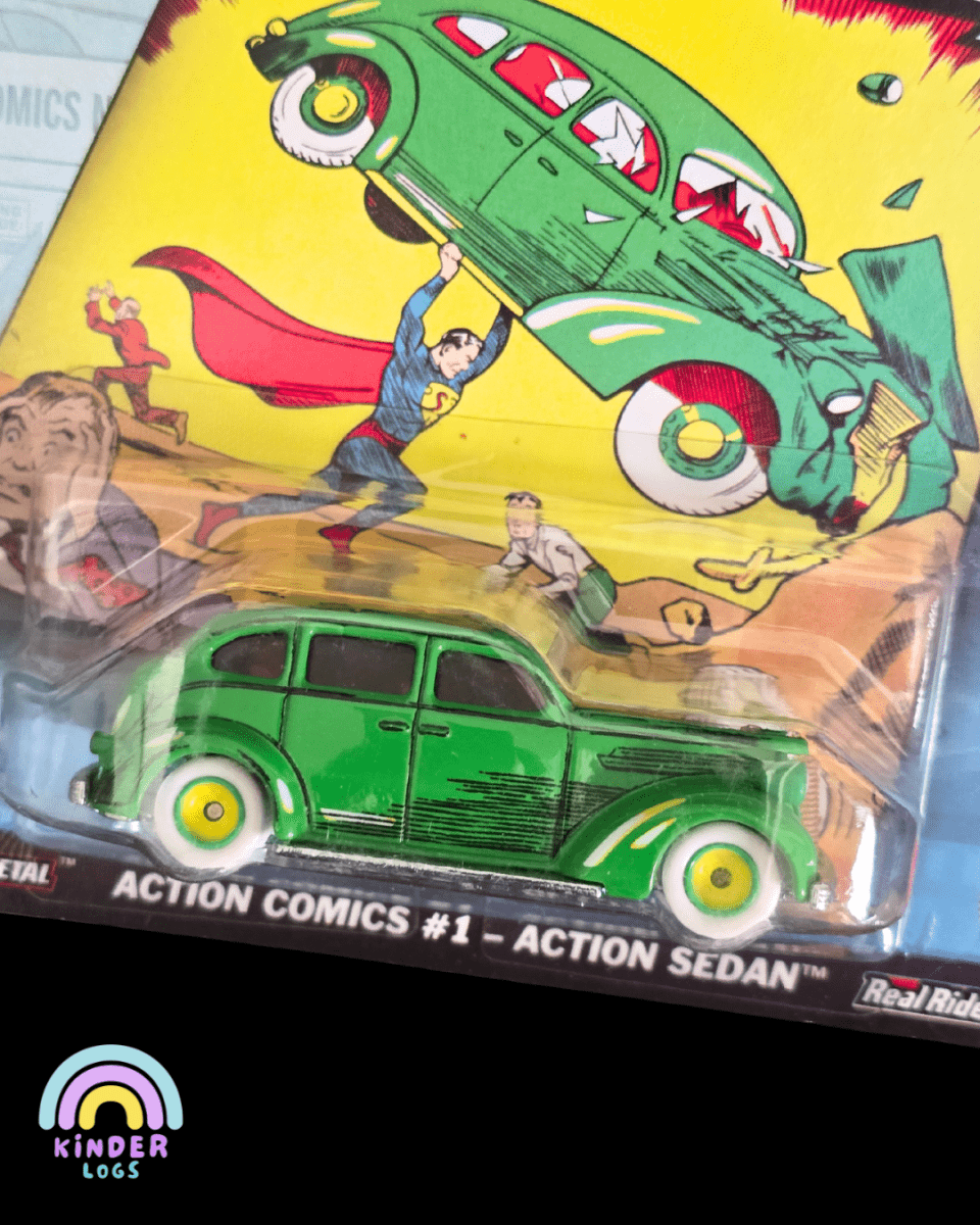 Premium Hot Wheels Action Comics #1 - Action Sedan (Imported) - Kinder Logs