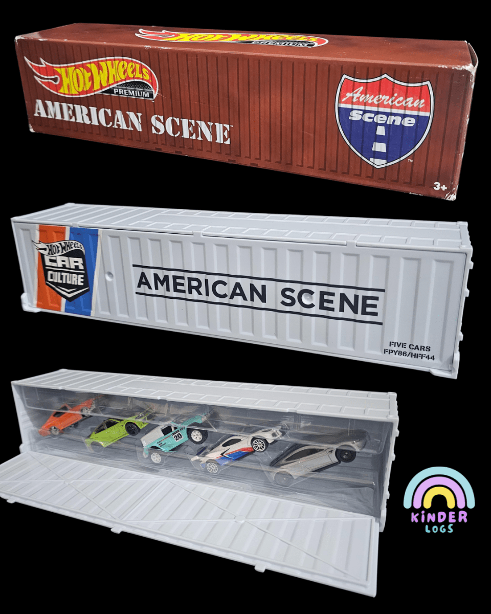 Premium Hot Wheels American Scene Container (5 Cars Pack) - Kinder Logs