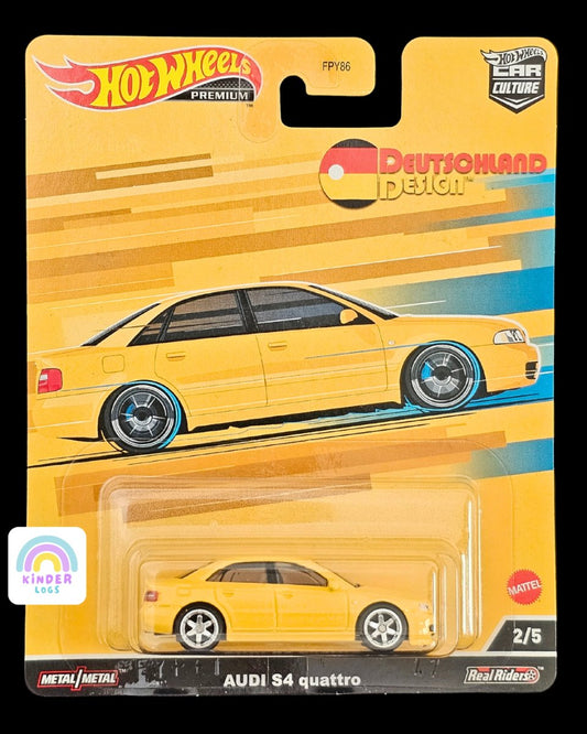 Premium Hot Wheels Audi S4 Quattro - Yellow Color - Kinder Logs