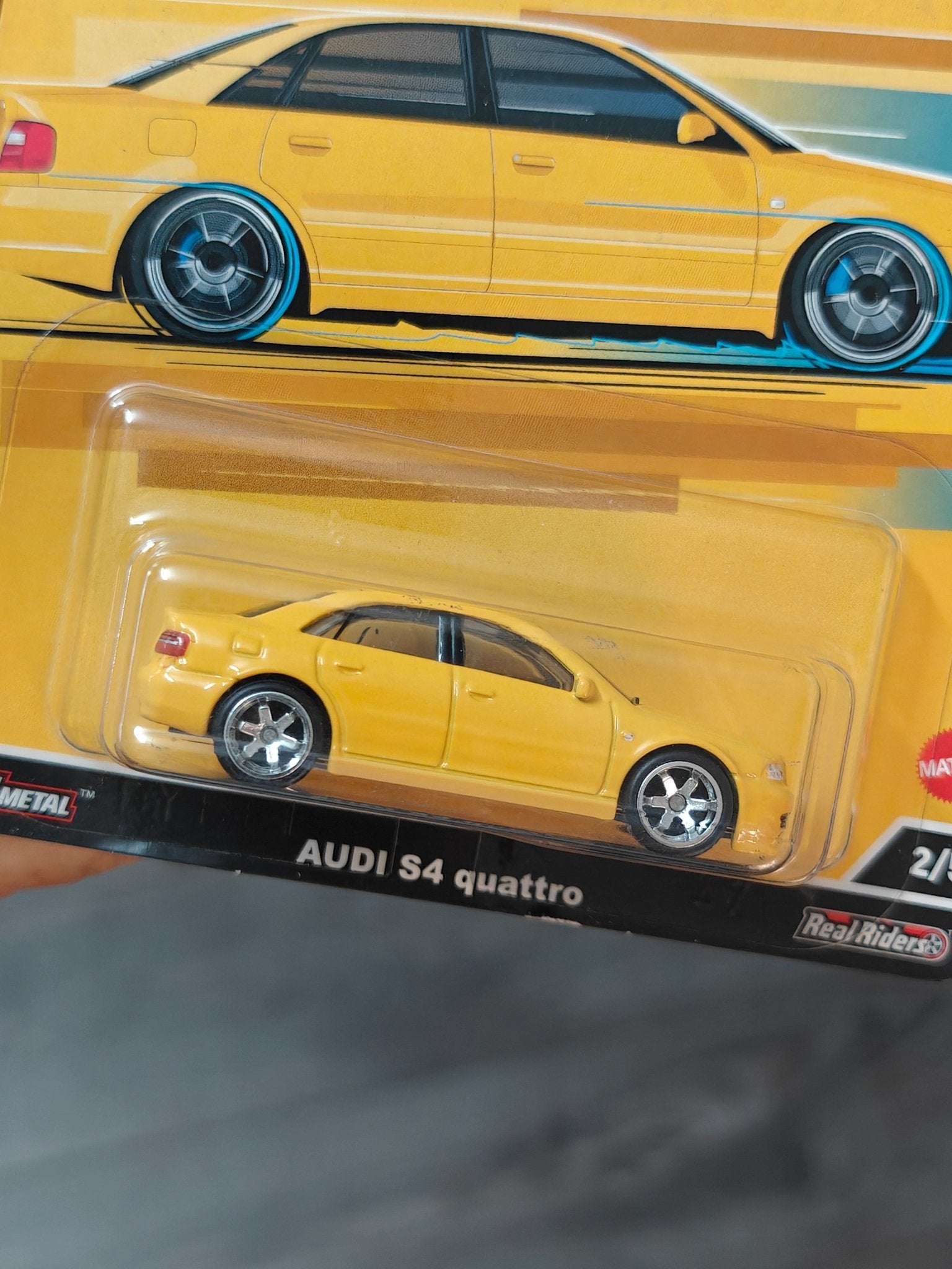 Premium Hot Wheels Audi S4 Quattro - Yellow (Imported) - Kinder Logs