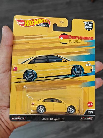 Premium Hot Wheels Audi S4 Quattro - Yellow (Imported) - Kinder Logs