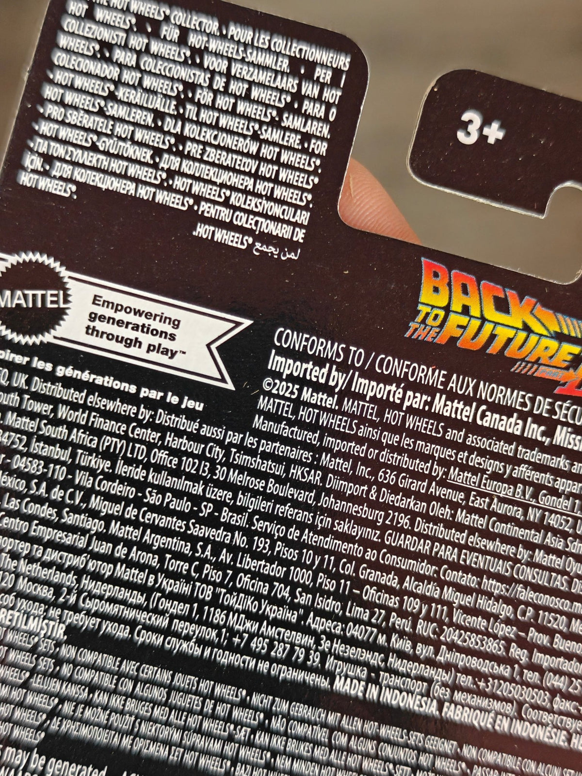 Premium Hot Wheels 'Back To The Future' Time Machine (Imported) - Kinder Logs