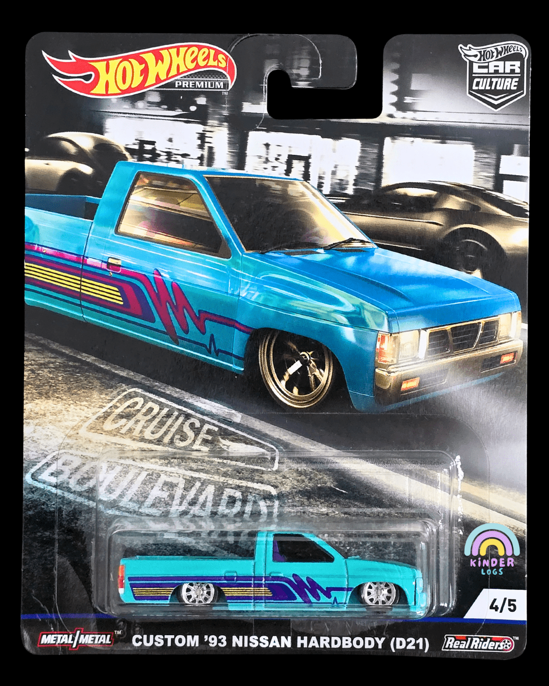 Premium Hot Wheels Custom 1993 Nissan Hardbody (D21) - Cruise Boulevard - Kinder Logs