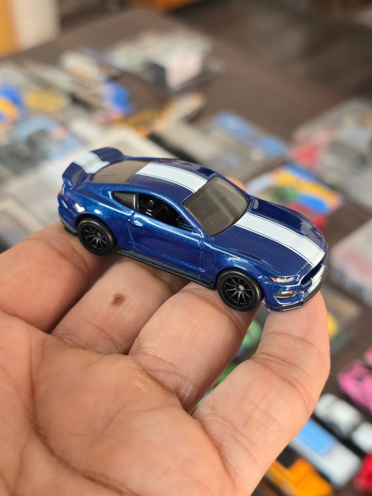 Premium Hot Wheels Custom Ford Mustang - Blue (Uncarded - New) - Kinder Logs