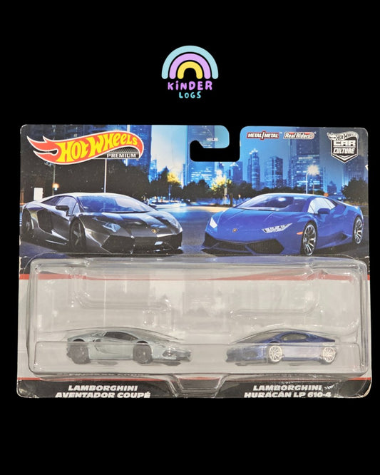 Premium Hot Wheels Duo Pack - Lamborghini Aventador & Huracan (Puffed Blister) - Kinder Logs