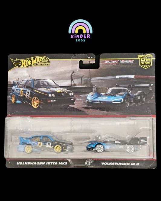 Premium Hot Wheels Duo Pack - Volkswagen Jetta MK3, VW ID R - Kinder Logs