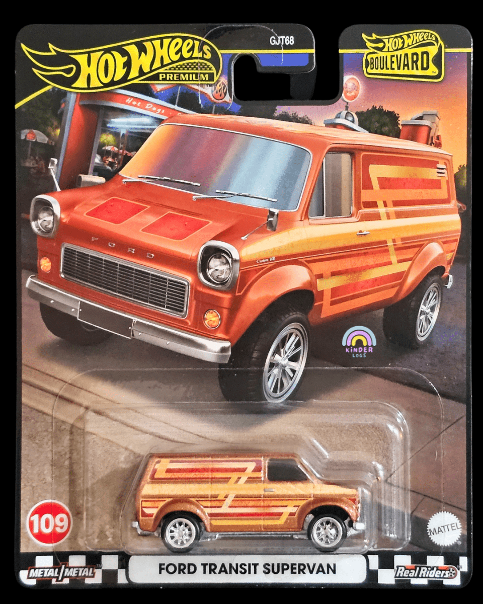 Premium Hot Wheels Ford Transit Supervan (Boulevard 109) - Kinder Logs