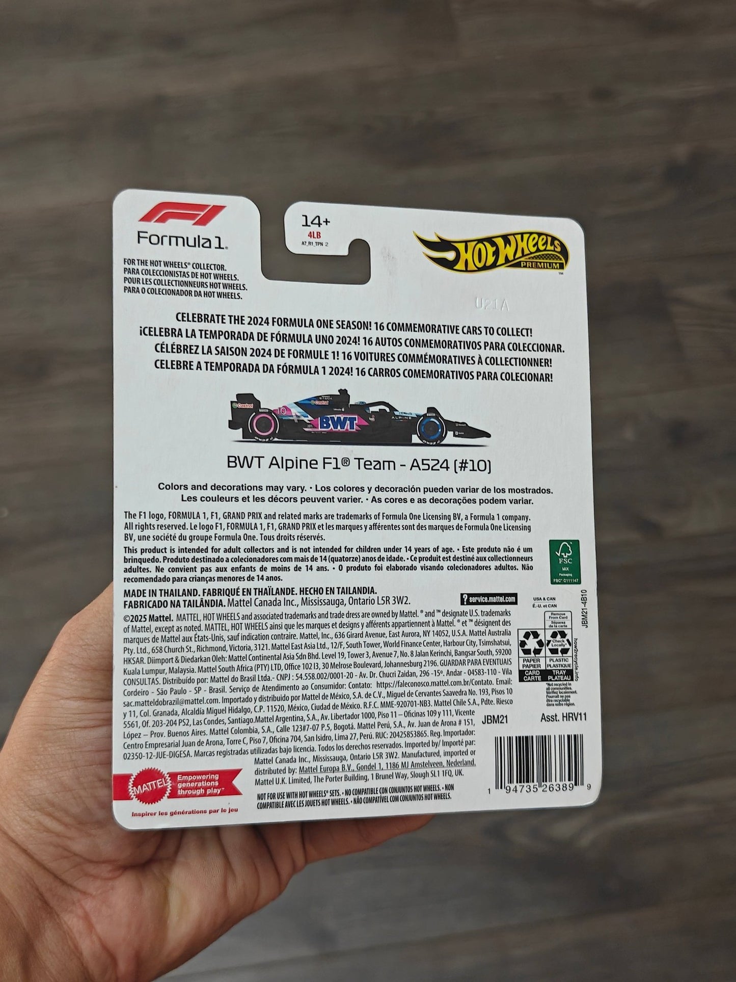 Premium Hot Wheels Formula 1 BWT Alpine A524 10 (Imported) - Kinder Logs
