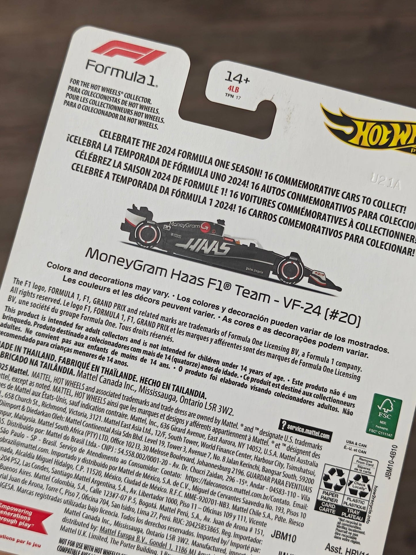 Premium Hot Wheels Formula 1 MoneyGram Haas VF - 24 20 (Imported) - Kinder Logs