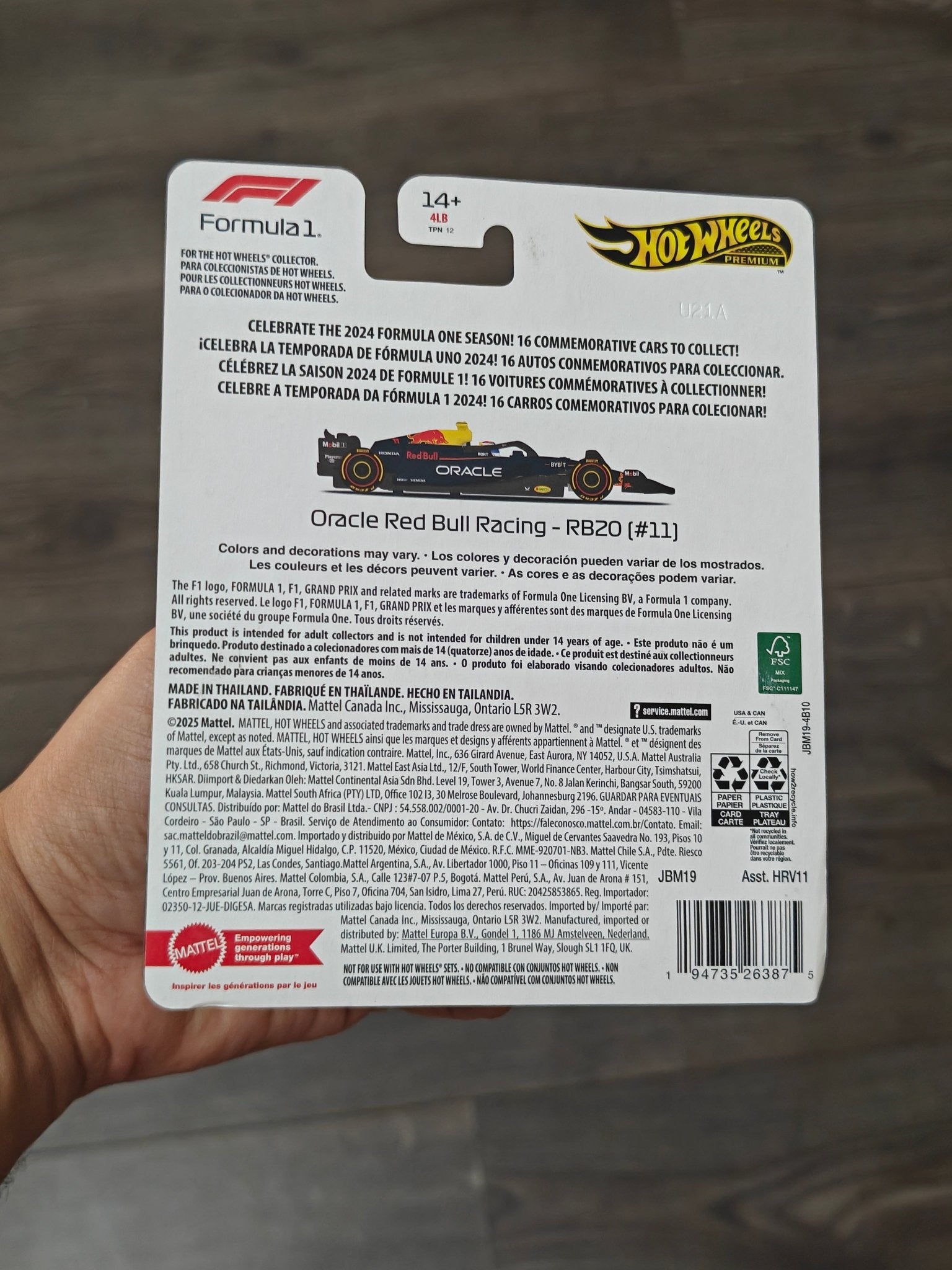 Premium Hot Wheels Formula 1 Oracle Red Bull Racing RB20 11 (Imported) - Kinder Logs