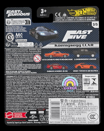 Premium Hot Wheels Koenigsegg CCXR - F&F - Fast Five - Kinder Logs