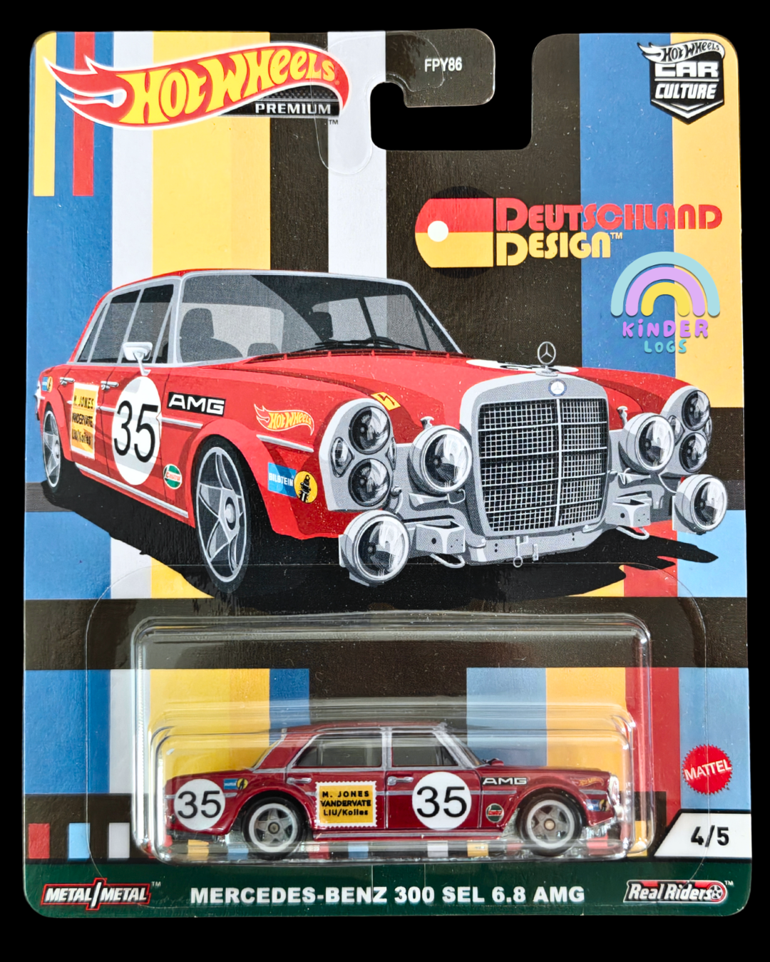 Premium Hot Wheels Mercedes - Benz 300 SEL 6.8 AMG - Deutschland Design (Imported) - Kinder Logs