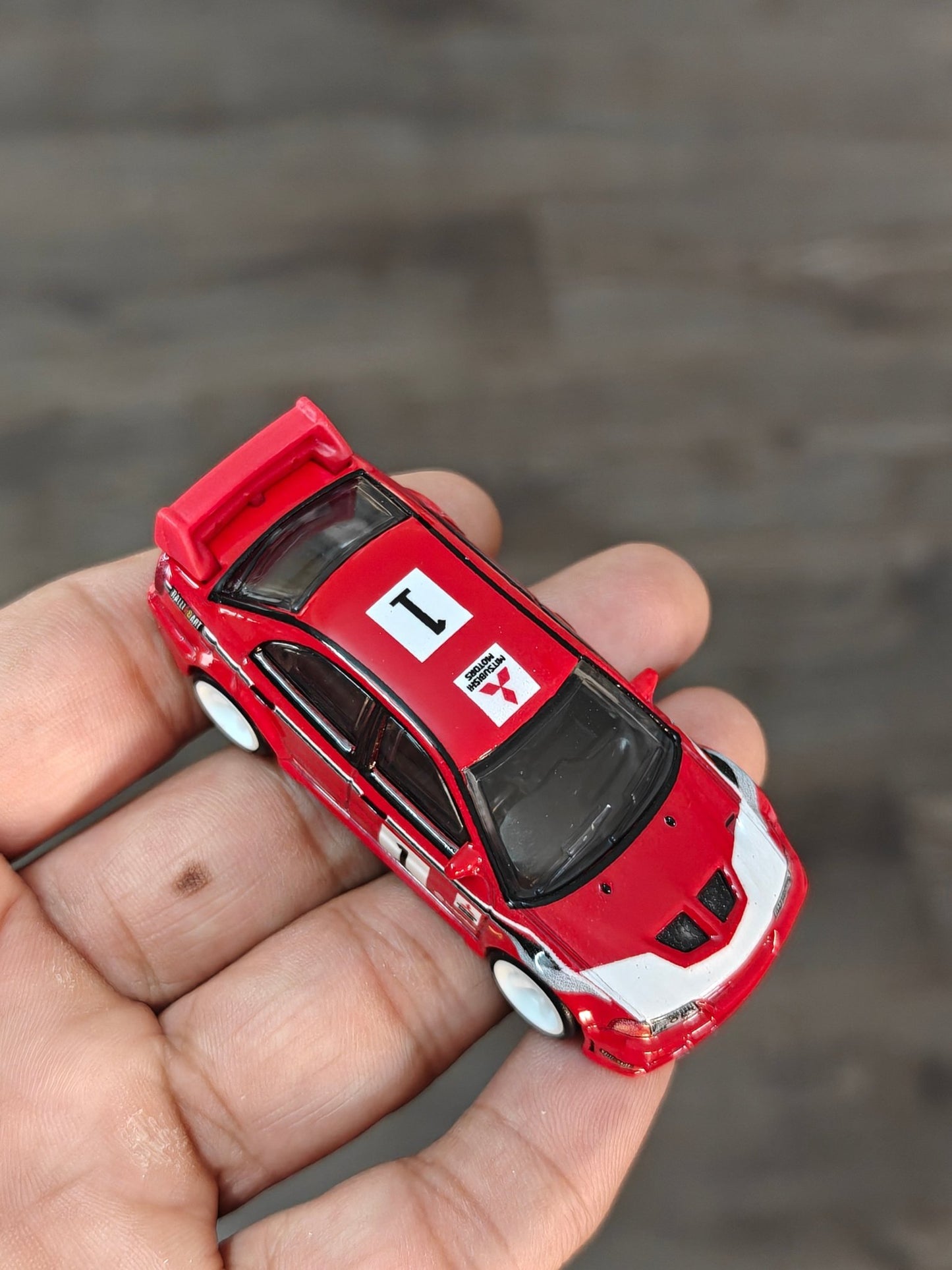 Premium Hot Wheels Mitsubishi Lancer Evolution VI - Red (Uncarded - New) - Kinder Logs