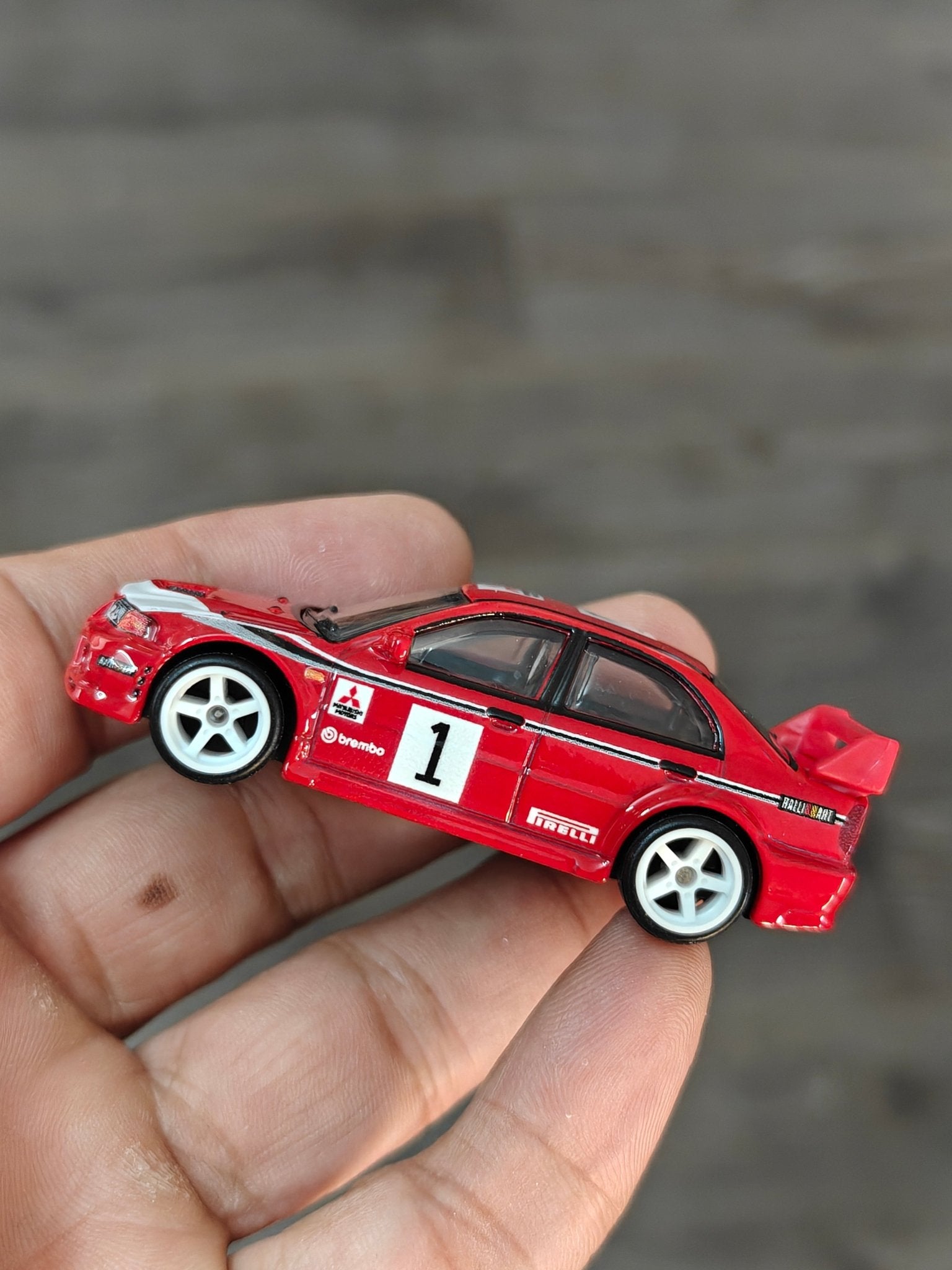 Premium Hot Wheels Mitsubishi Lancer Evolution VI - Red (Uncarded - New) - Kinder Logs