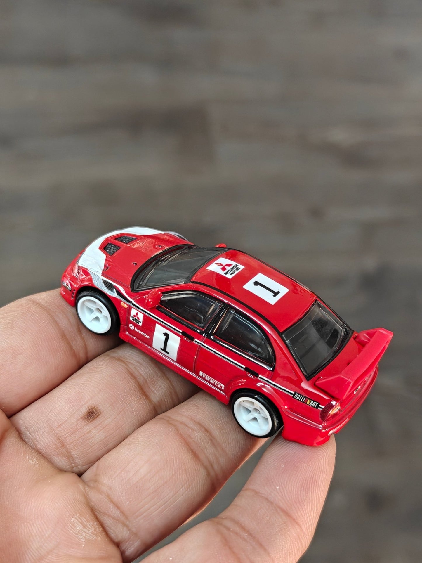 Premium Hot Wheels Mitsubishi Lancer Evolution VI - Red (Uncarded - New) - Kinder Logs