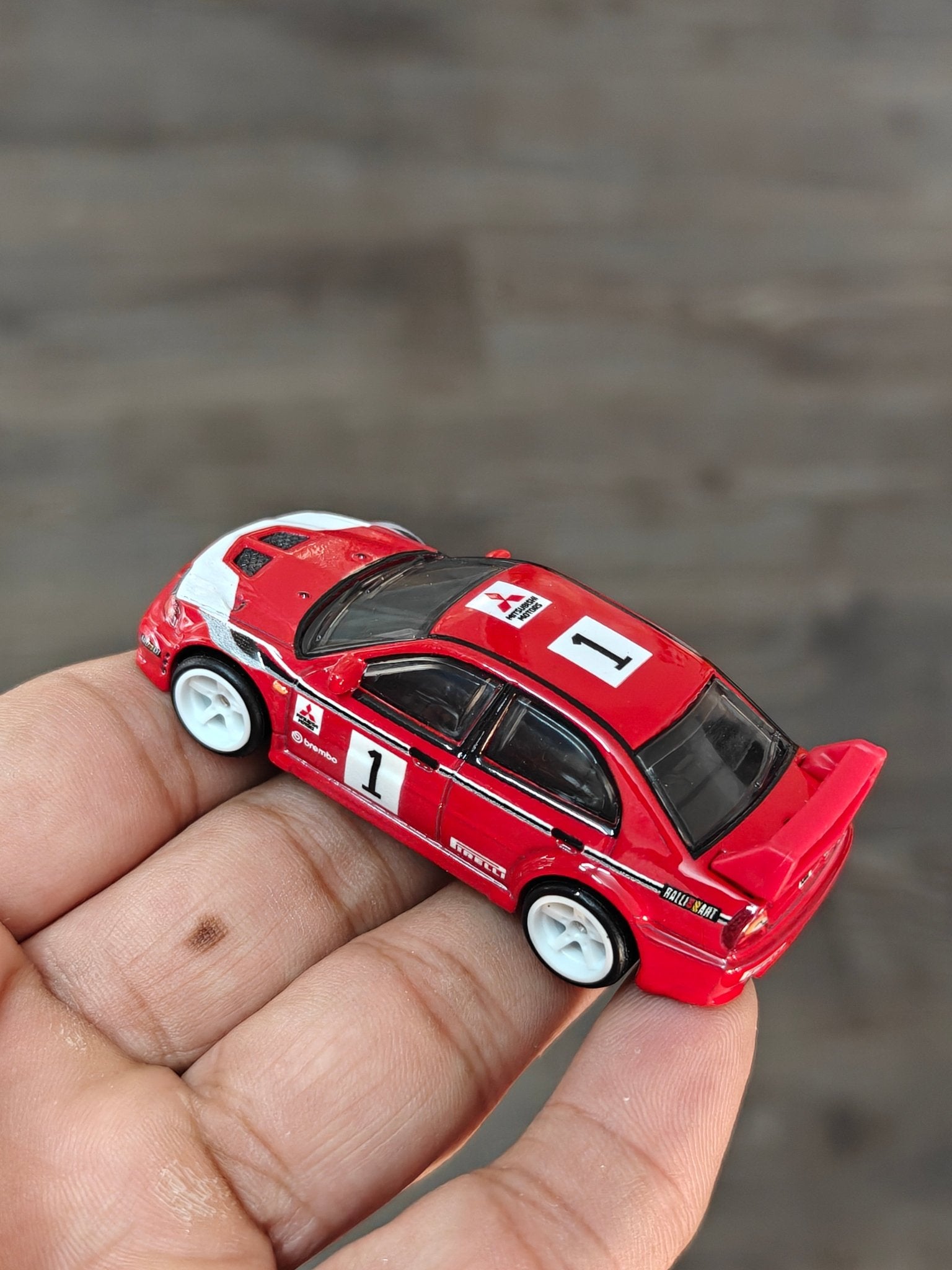 Premium Hot Wheels Mitsubishi Lancer Evolution VI - Red (Uncarded - New) - Kinder Logs