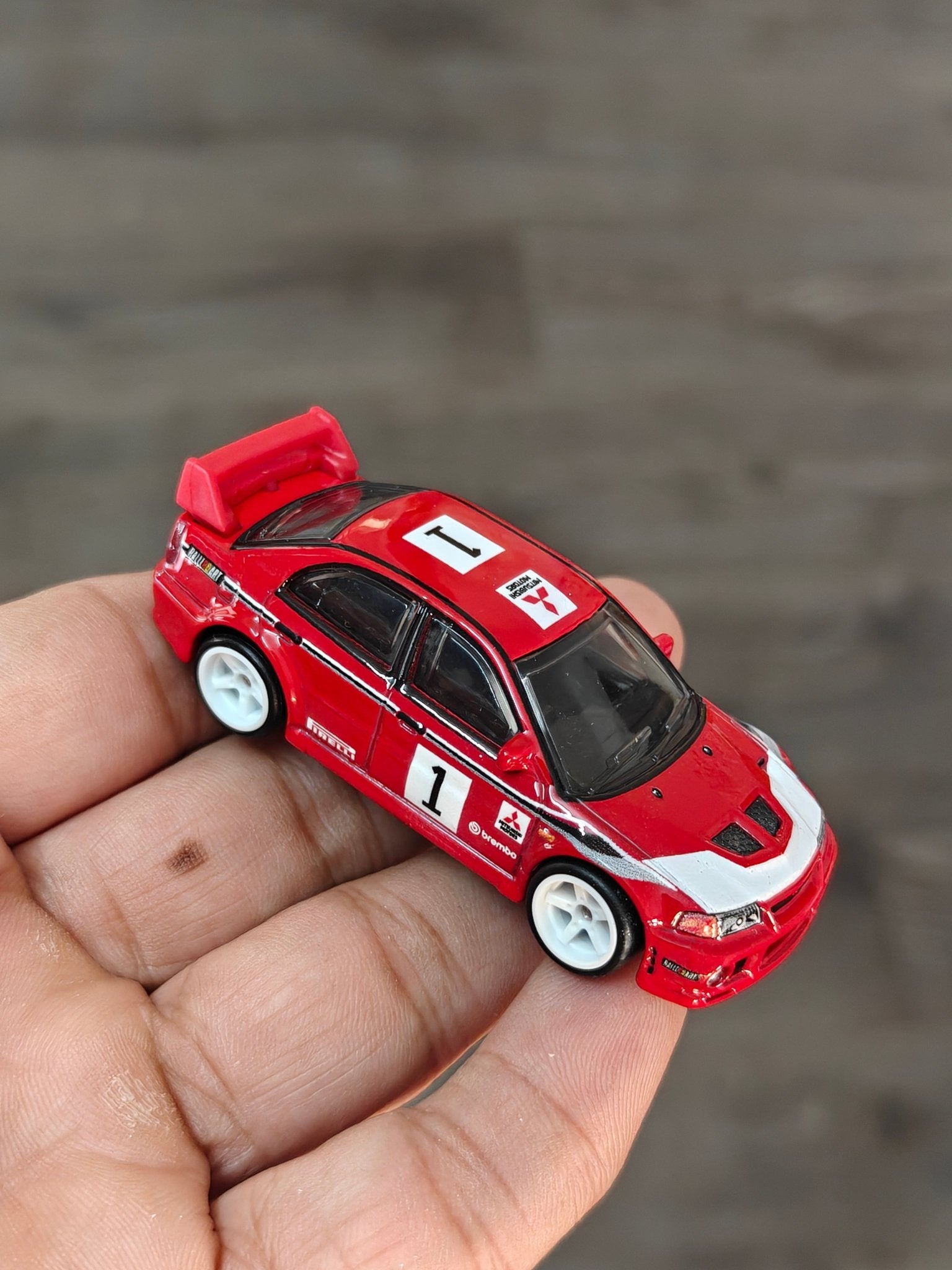 Premium Hot Wheels Mitsubishi Lancer Evolution VI - Red (Uncarded - New) - Kinder Logs