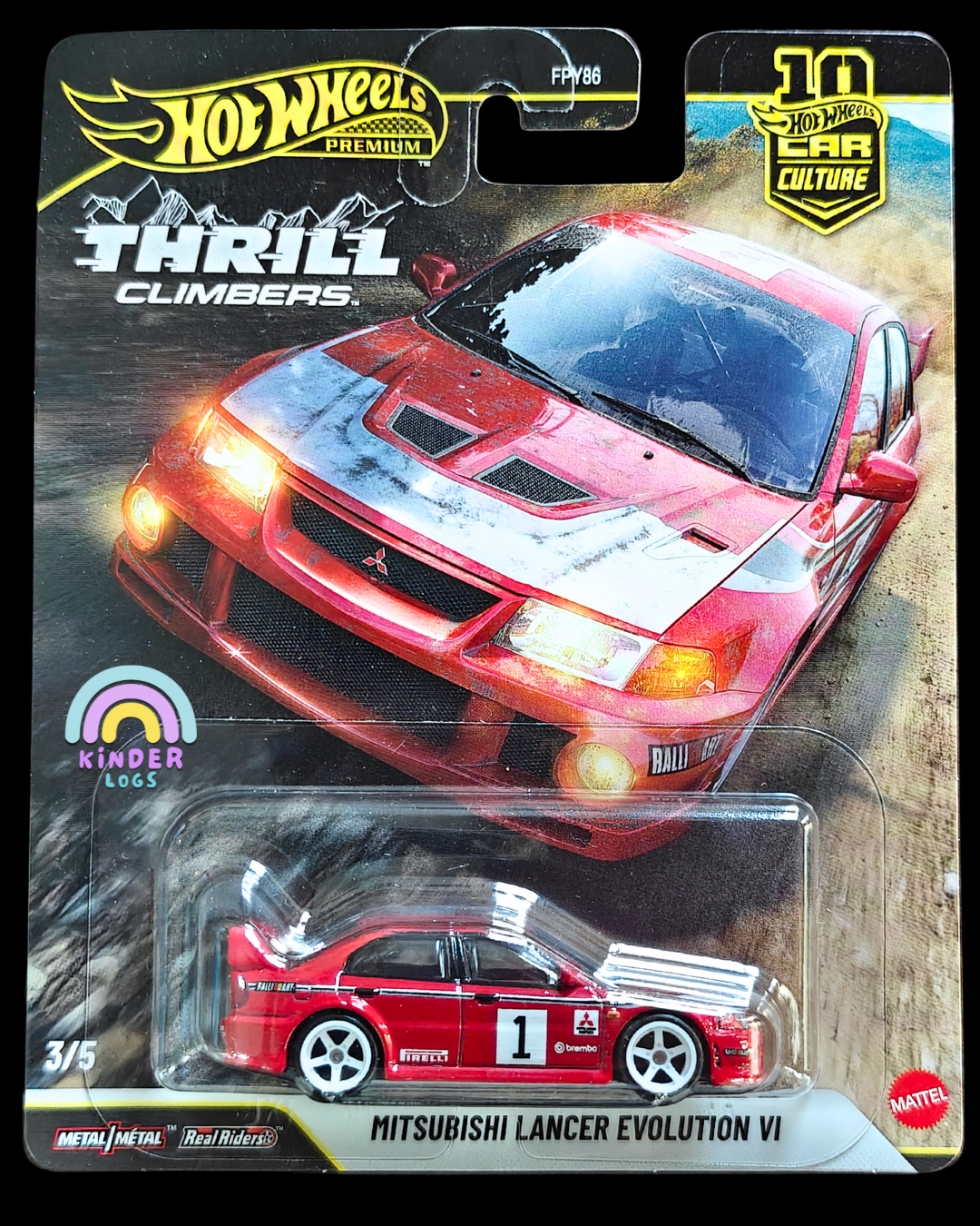 Premium Hot Wheels Mitsubishi Lancer Evolution VI - Thrill Climbers (Imported) - Kinder Logs