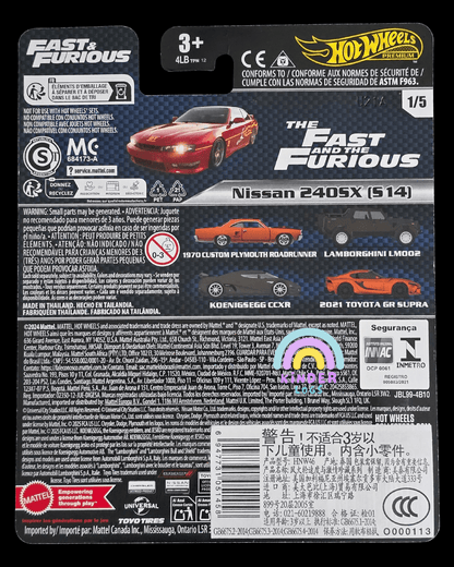 Premium Hot Wheels Nissan 240SX (S14) - The Fast And The Furious - Kinder Logs