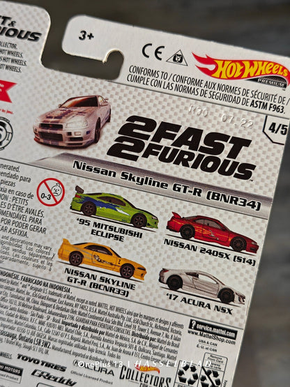 Premium Hot Wheels Nissan Skyline GT - R BNR34 (Paul Walker Edition) - Kinder Logs