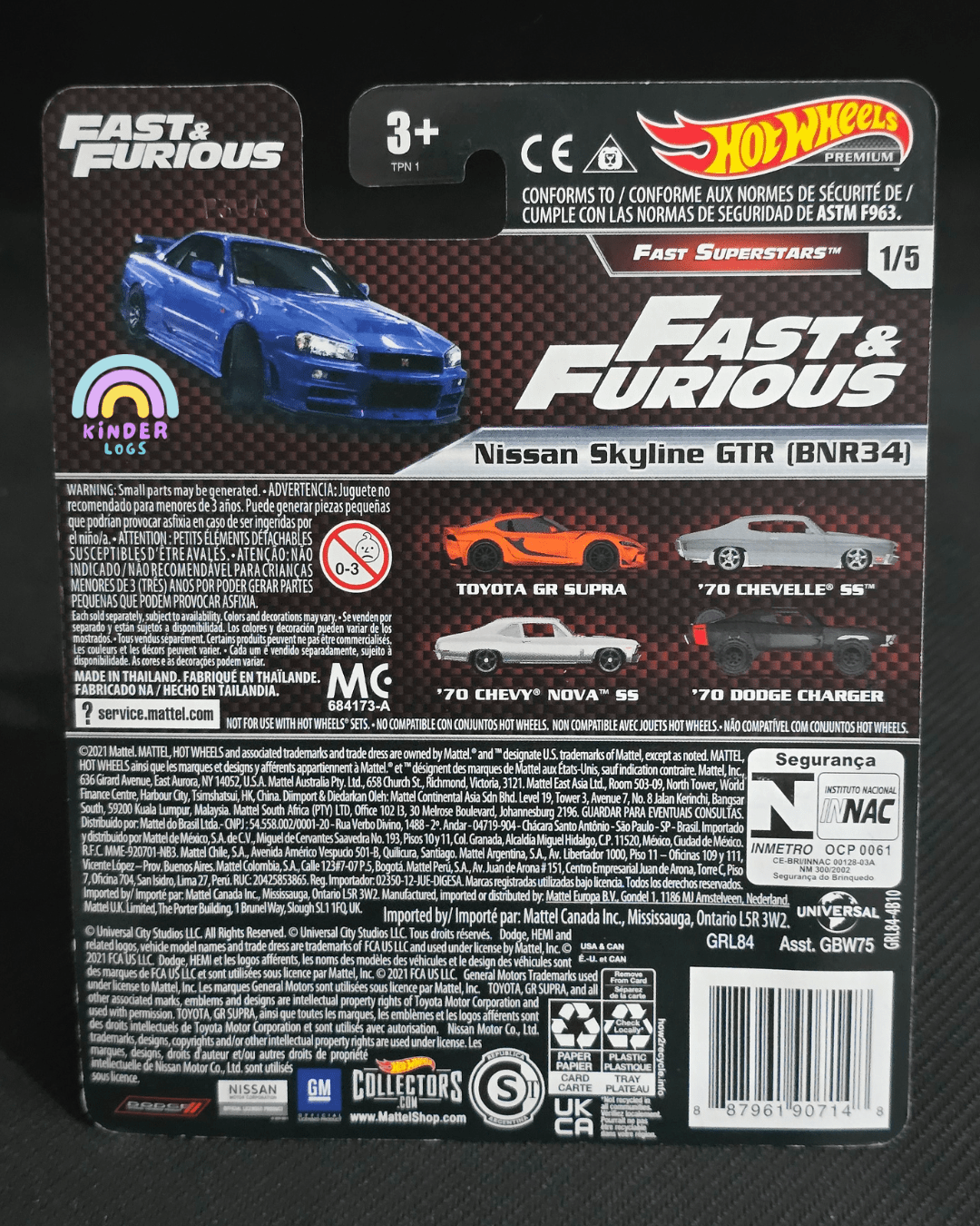 Premium Hot Wheels Nissan Skyline GTR (BNR34) - Fast And Furious - Kinder Logs