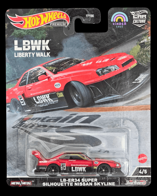 Premium Hot Wheels Nissan Skyline LB - ER34 Super Silhouette LBWK (Red) - Kinder Logs