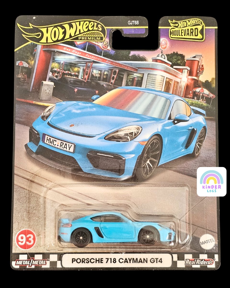 Premium Hot Wheels Porsche 718 Cayman GT4 - Boulevard Series - Kinder Logs