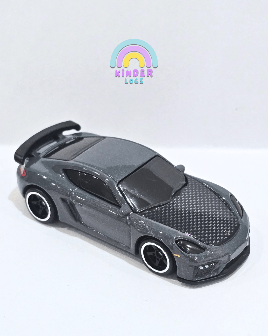 Premium Hot Wheels Porsche 718 Cayman GT4 - Grey (Uncarded) - Kinder Logs
