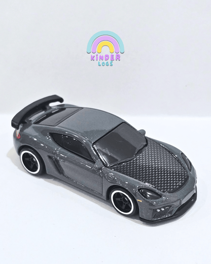 Premium Hot Wheels Porsche 718 Cayman GT4 - Grey (Uncarded) - Kinder Logs